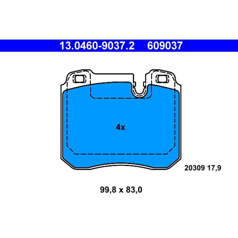 Jeu de 4 plaquettes de frein avant ATE 13.0460-9037.2 - Visuel 1