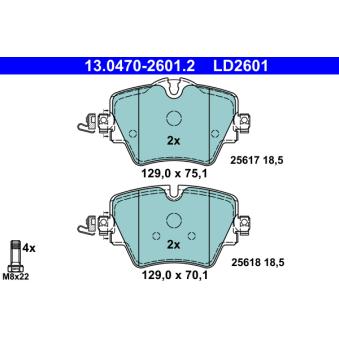 Jeu de 4 plaquettes de frein avant ATE OEM 04465WAA02