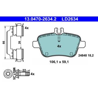 Jeu de 4 plaquettes de frein arrière ATE OEM 0084202320