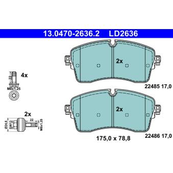 Jeu de 4 plaquettes de frein avant ATE OEM JDE39759