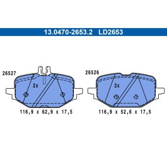 Jeu de 4 plaquettes de frein arrière ATE OEM A0004201104 Jeu de 4 plaquettes de frein arrière ATE OEM A0004201104