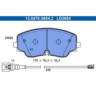 Jeu de 4 plaquettes de frein avant ATE OEM 5WA698151R Jeu de 4 plaquettes de frein avant ATE OEM 5WA698151R