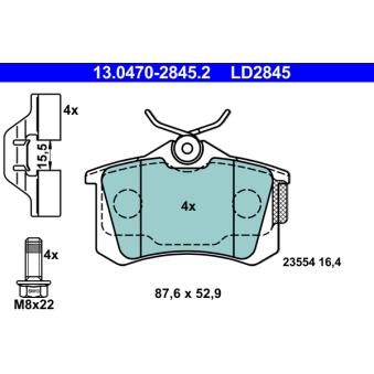 Jeu de 4 plaquettes de frein arrière ATE OEM 440605839R