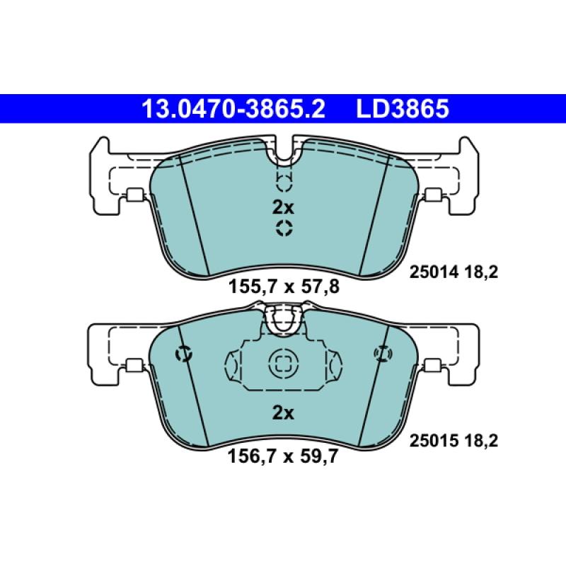 Jeu de 4 plaquettes de frein avant ATE 13.0470-3865.2 - Visuel 1