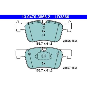 Jeu de 4 plaquettes de frein avant ATE OEM 34106884243