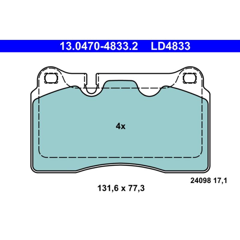 Jeu de 4 plaquettes de frein avant ATE 13.0470-4833.2 - Visuel 1