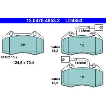 Jeu de 4 plaquettes de frein avant ATE OEM 71765466
