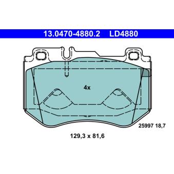 Jeu de 4 plaquettes de frein avant ATE OEM 0084201720
