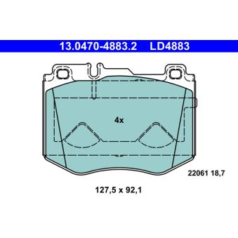 Jeu de 4 plaquettes de frein avant ATE OEM 0004208000