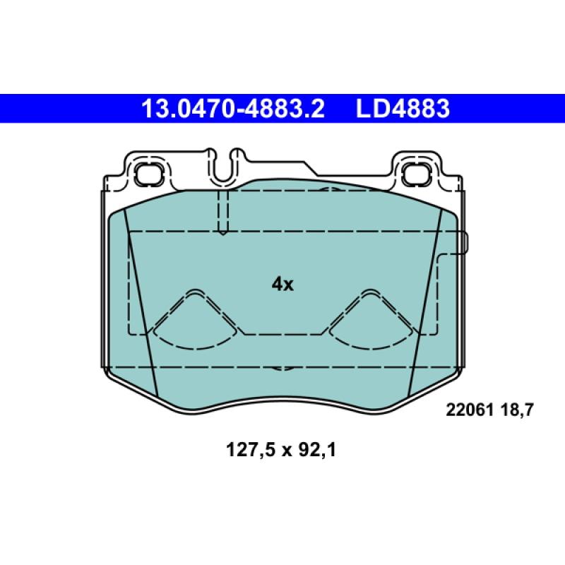 Jeu de 4 plaquettes de frein avant ATE 13.0470-4883.2 - Visuel 1
