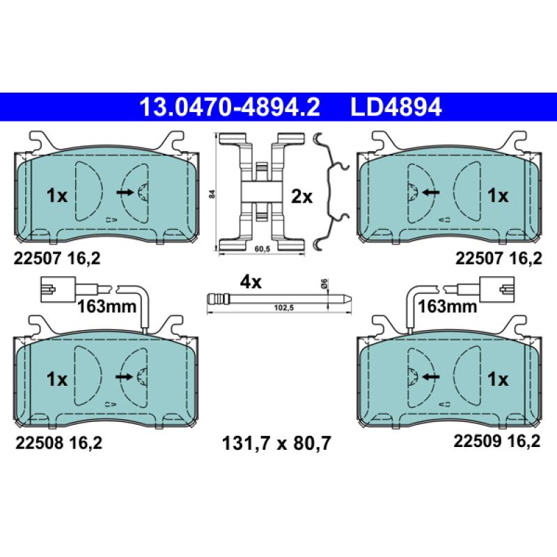 Jeu de 4 plaquettes de frein avant ATE 13.0470-4894.2 - Visuel 1