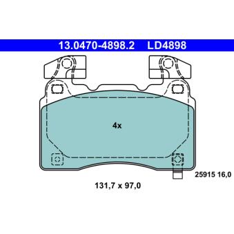 Jeu de 4 plaquettes de frein avant ATE OEM 23441307