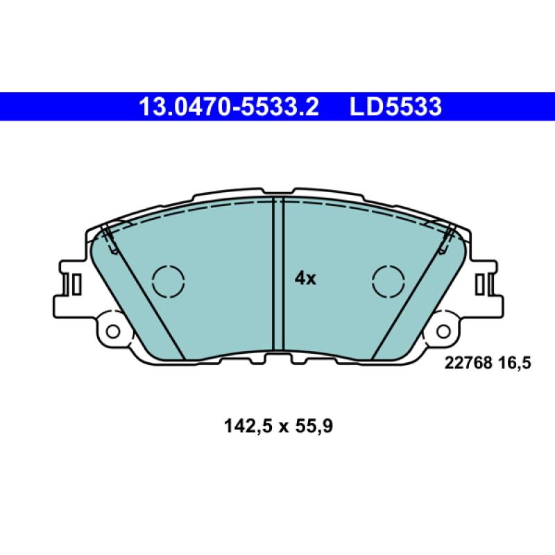 Jeu de 4 plaquettes de frein avant ATE 13.0470-5533.2 - Visuel 1