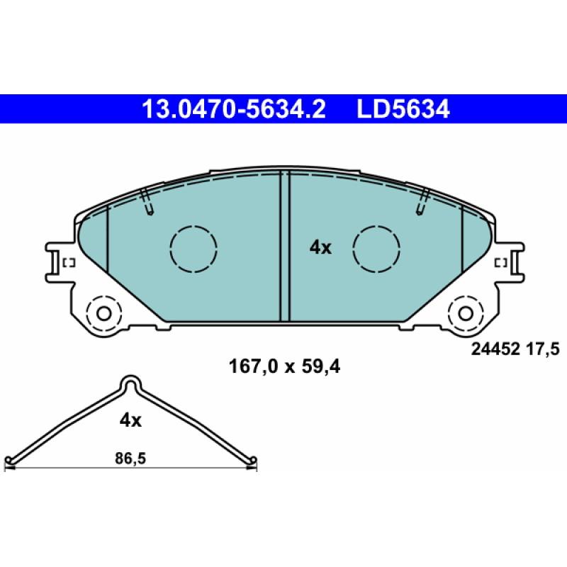 Jeu de 4 plaquettes de frein avant ATE 13.0470-5634.2 - Visuel 1