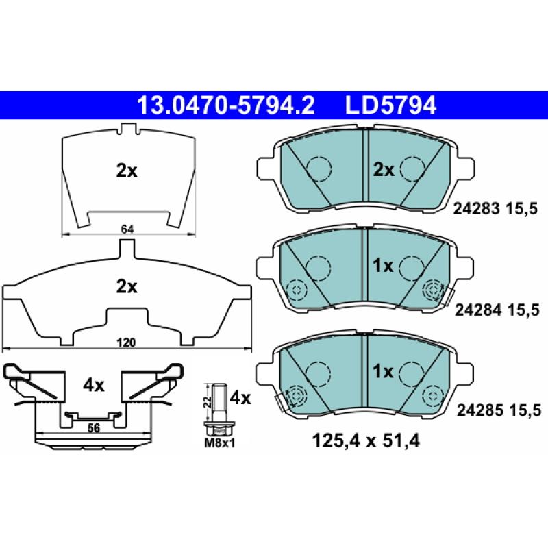 Jeu de 4 plaquettes de frein avant ATE 13.0470-5794.2 - Visuel 1