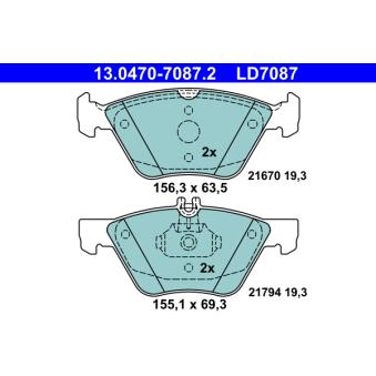 Jeu de 4 plaquettes de frein avant ATE OEM A0034202920 Jeu de 4 plaquettes de frein avant ATE OEM A0034202920