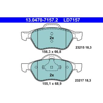 Jeu de 4 plaquettes de frein avant ATE OEM 7701209808