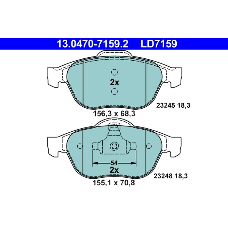Jeu de 4 plaquettes de frein avant ATE 13.0470-7159.2 - Visuel 1