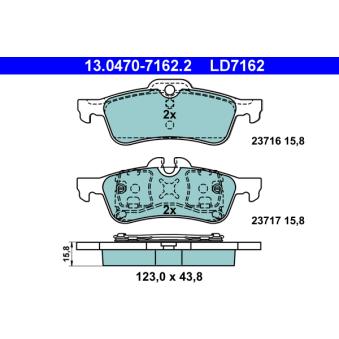 Jeu de 4 plaquettes de frein arrière ATE OEM 34211503077