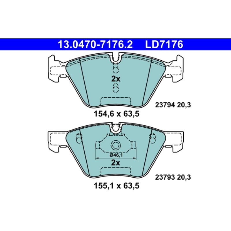 Jeu de 4 plaquettes de frein avant ATE 13.0470-7176.2 - Visuel 1