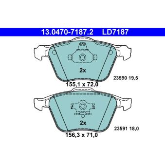 Jeu de 4 plaquettes de frein avant ATE OEM 274285