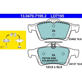 Jeu de 4 plaquettes de frein arrière ATE OEM 15271565