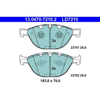 Jeu de 4 plaquettes de frein avant ATE OEM 34116768287