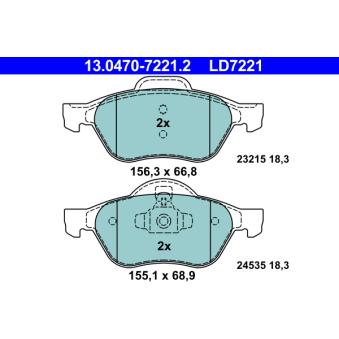 Jeu de 4 plaquettes de frein avant ATE OEM 8671016654