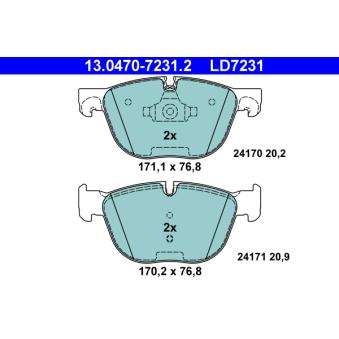 Jeu de 4 plaquettes de frein avant ATE OEM 34116778403