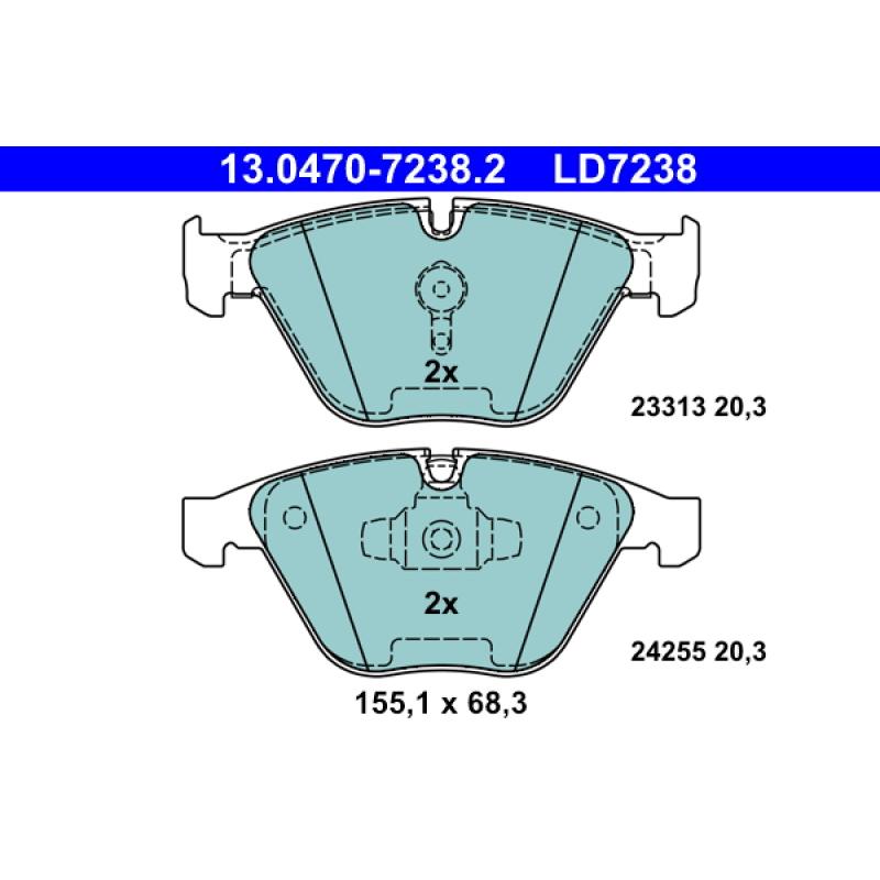 Jeu de 4 plaquettes de frein avant ATE 13.0470-7238.2 - Visuel 1