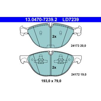 Jeu de 4 plaquettes de frein avant ATE OEM 34116778048 Jeu de 4 plaquettes de frein avant ATE OEM 34116778048