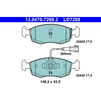 Jeu de 4 plaquettes de frein avant ATE OEM 77366270