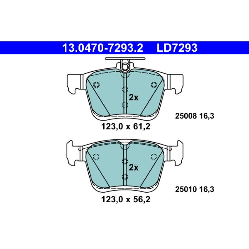 Jeu de 4 plaquettes de frein arrière ATE 13.0470-7293.2 - Visuel 1