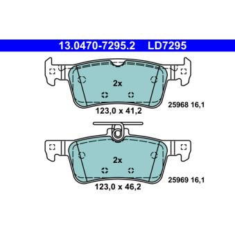 Jeu de 4 plaquettes de frein arrière ATE OEM 1611331480