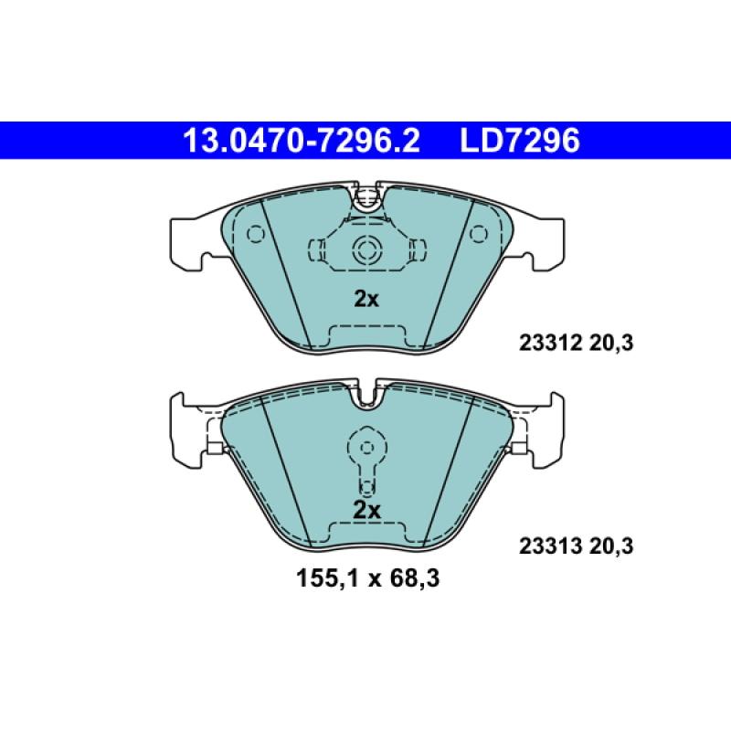 Jeu de 4 plaquettes de frein avant ATE 13.0470-7296.2 - Visuel 1
