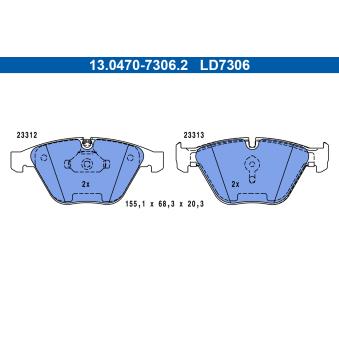 Jeu de 4 plaquettes de frein avant ATE OEM 34112339271
