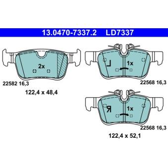 Jeu de 4 plaquettes de frein arrière ATE OEM 31687502