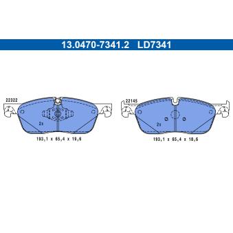 Jeu de 4 plaquettes de frein avant ATE OEM T4N9760
