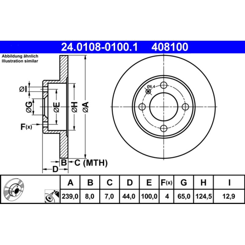 Jeu de 2 disques de frein avant ATE 24.0108-0100.1 - Visuel 1