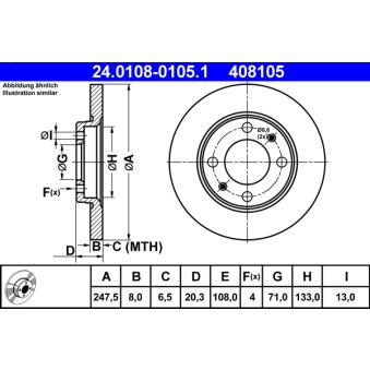 Jeu de 2 disques de frein arrière ATE OEM 4246H0