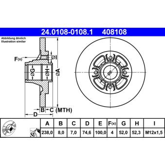 Jeu de 2 disques de frein arrière ATE 24.0108-0108.1
