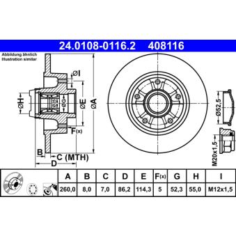 Jeu de 2 disques de frein arrière ATE OEM 432001539R