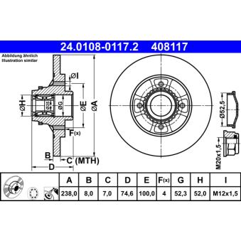 Jeu de 2 disques de frein arrière ATE OEM 7701207611