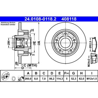Jeu de 2 disques de frein arrière ATE OEM 432006506R