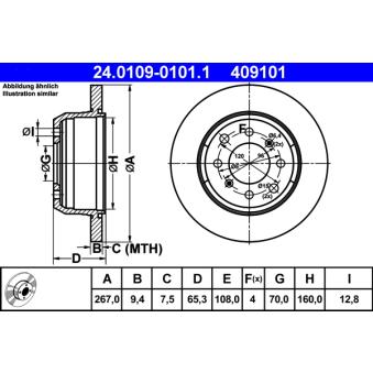 Jeu de 2 disques de frein arrière ATE 24.0109-0101.1