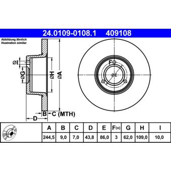 Jeu de 2 disques de frein avant ATE 24.0109-0108.1