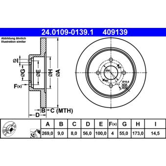 Jeu de 2 disques de frein arrière ATE OEM 4243112250
