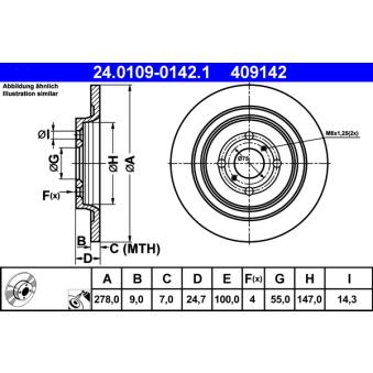 Jeu de 2 disques de frein arrière ATE OEM 424310D060