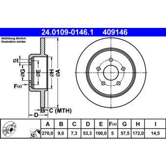 Jeu de 2 disques de frein arrière ATE OEM 04509553AB