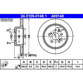 Jeu de 2 disques de frein arrière ATE OEM 4243120360